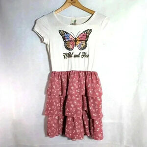 Girls Wild and Free Butterfly dress sz 12 by Lily Bleu pink and white